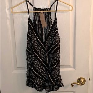 Staccato Black and White Wrap Tank Top NWT
